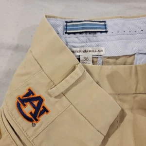 Peter Millar Auburn Tigers Shorts Mens 36x9 Khaki Embroidered Logo Football - Picture 1 of 8