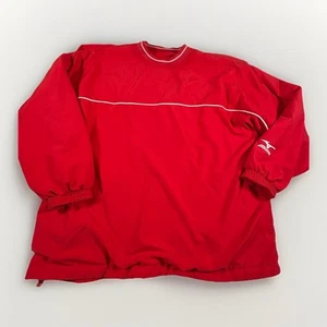 Mizuno Fleece Jacket Mens Medium Reversible Windshirt Pullover Red Warm Soft(A28 - Picture 1 of 4