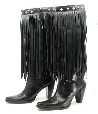 Botas de Vaquero Donald Pliner Couture Colección Western Largas de Cuero con Flecos 8.5 Foto 1 de 4