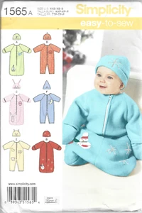 Simplicity einfach zu nähen Muster #1565-Babys Jagd-Strampler-Hüte Größen XXS- XS-S - Bild 1 von 1