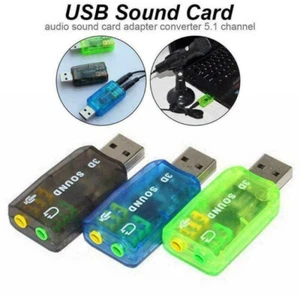 5.1 USB auf 3.5mm Mikrofon Kopfhörer Jack Stereo Headset PC Soundkarte Audio NEU - Afbeelding 1 van 10