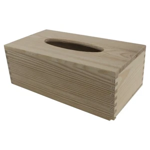 Rectangular Wooden Tissue Box With Sliding Bottom /Art Craft Decoupage /Pinewood - Picture 1 of 10