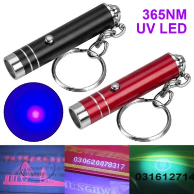 2Pcs Mini UV LED Blacklight Light Flashlight Keychain Cash Inspection Lamp Torch - Image 1 of 4