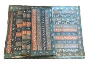 Set Of 6 Hand Block 100% Cotton Table Linens Placemats and Napkins - Picture 1 of 12