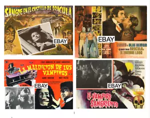 LOTTO 4 FOTO FILM DELLA LOBBY MESSICO CARTE #1 VAMPIRO SANGUINOSO, MALEDIZIONE DI, SANTO + - Foto 1 di 1