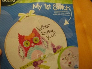 Bucilla My First Stitch Owl WHOO loves you Cross Stitch Kit 45997 Sealed - Picture 1 of 8