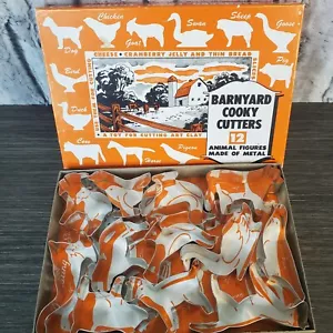 Vintage Barnyard Farm Cooky Ausstechformen 12 Tierfiguren Metall mit Box SAUBER - Bild 1 von 9