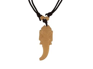 White Lord Ganesha Ganpati Elephant Carved Yak Bone Pendant Buddhist Necklace - Picture 1 of 3