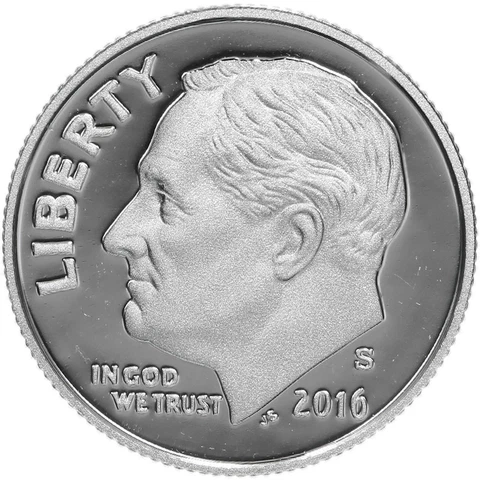 2016 S Roosevelt Dime Gem Deep Cameo 90% Silver Proof US Coin Cover