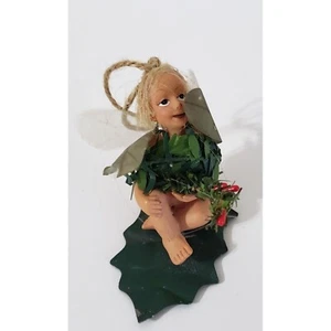 Christmas Leaf Fairy Ornament 3.3" Japan - Picture 1 of 4