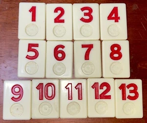 Vintage The Original Rummikub Tile Game Replacement Parts 1-13 Red 1980's - Picture 1 of 3