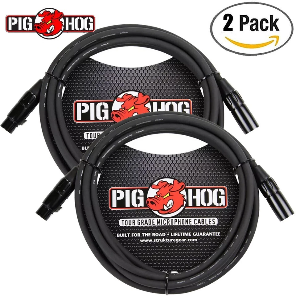 2-PACK Pig Hog 6FT XLR M to XLR F 8mm Tour Grade Shielded Microphone Cable - Image 1 of 1
