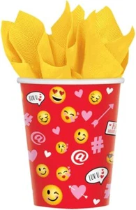 Valentine's Day Emoji Red Hearts Holiday Party 9 oz. Paper Cups - Picture 1 of 1