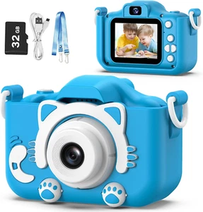 Kids Digital Camera, 3-8 Year Old Boys & Girls, Cartoon Soft Cover, 32GB SD Card - Picture 1 of 11