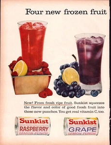 Vintage Druck Anzeige -1960 2 Seiten Anzeige Sunkist Frozen Obst Stanzen/Schmetterling/Jagd - Bild 1 von 4