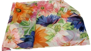 Diane von Furstenberg Long Scarf Sheer Spring Floral Colorful Orange Blue ITALY - Picture 1 of 9
