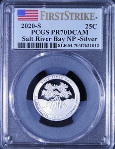 2020 S SALT RIVER SILVER 25C PCGS PR70DCAM NP FS Silver Proof Set Flag Label - Picture 1 of 2