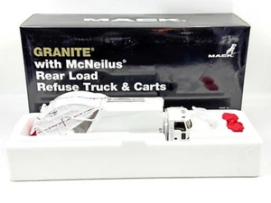 1/34 White Mack Granite MP w/ McNeilus Rear Load Refuse Truck & Trash Cans - Picture 1 of 1
