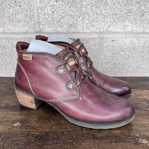 Pikolinos Le Mans Womens Leather Lace Up Heel Ankle Boots Size 8.5 US 39 EU