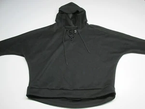 AVIA Women Long Sleeve Hoodie Pullover Size L 12/14 Black Cropped 3/4 Sleeve - Picture 1 of 6