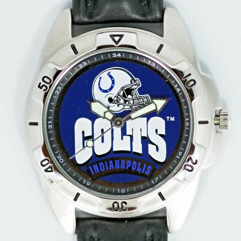 Indianapolis Colts NFL Fossil New Unworn Man Rare Vintage 1995 Leather Watch $79 Cover
