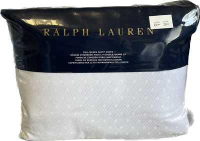 Ralph Lauren Bedford Jacquard Cotton Duvet Cover - FULL / QUEEN - Classic White - Image 1 of 4