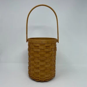 LONGABERGER 2003 Warm Brown Beverage Tote Swinging Handled Basket ONLY Signed - Picture 1 of 10