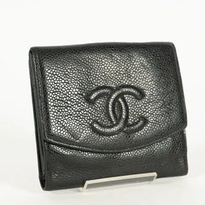 Chanel Wallet Black Caviarskin Double Flap Compact Large Coco Mark 05M1300019 - Picture 1 of 15