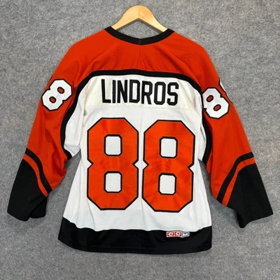 Camiseta deportiva de colección CCM Eric Lindros Philadelphia Flyers para hombre pequeña novato punto al aire 1992 Foto 1 de 4
