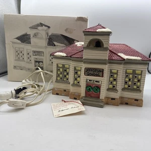 1987 Department 56 Jefferson School Porzellan beleuchtetes Weihnachtsdorf mit Licht - Bild 1 von 7