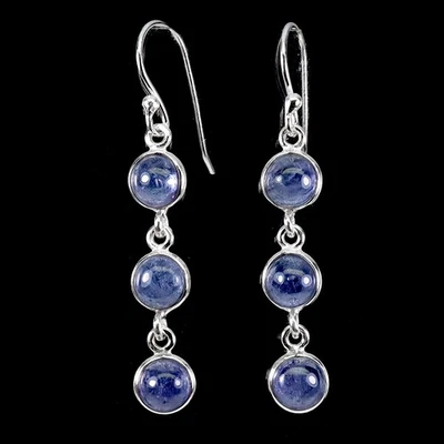 925 Sterling Silver Earrings Round Tanzanite 6mm Natural Gemstone Jewelry - Image 1 of 4