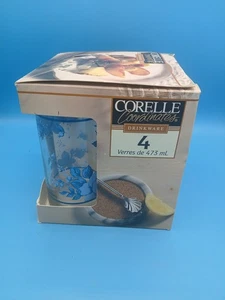 Lote de 4 impresiones Corelle de Corning Blue Velvet Rose 16 OZ. VIDRIO PARA BEBER - Imagen 1 de 6