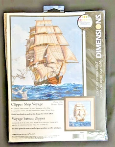 Dimensions Clipper Ship Voyage Cross Stitch Kit #3886 New 1998 Ocean Seascape - Picture 1 of 4
