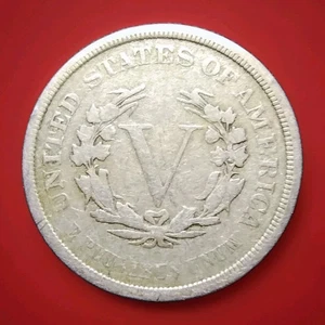 Níquel Liberty 1883 5C sin centavos 90 % plata primer año de la libertad níquel - Imagen 1 de 2