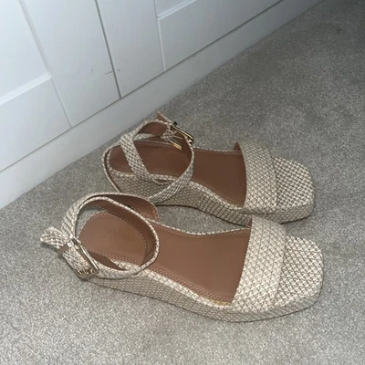 Asos Design Sandals wedge Ankle Wrap Neutral Size 6 worn once - Image 1 of 3