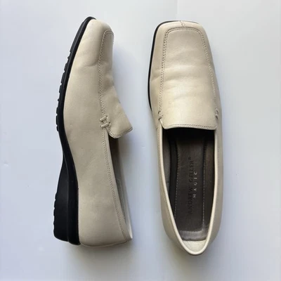 Mocasines de cuero Andrew Geller Magic vintage para mujer talla 6,5 punta cuadrada crema Foto 1 de 4