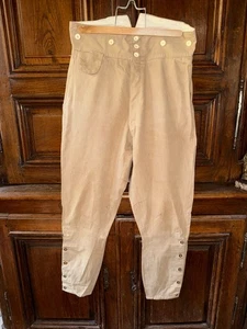Ancien pantalon chasse / cheval / paysan en grosse toile cachou - Imagen 1 de 11