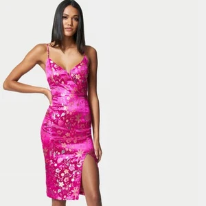 BEBE Floral Jacquard Midi Dress Phlox Pink {O34} - Picture 1 of 4