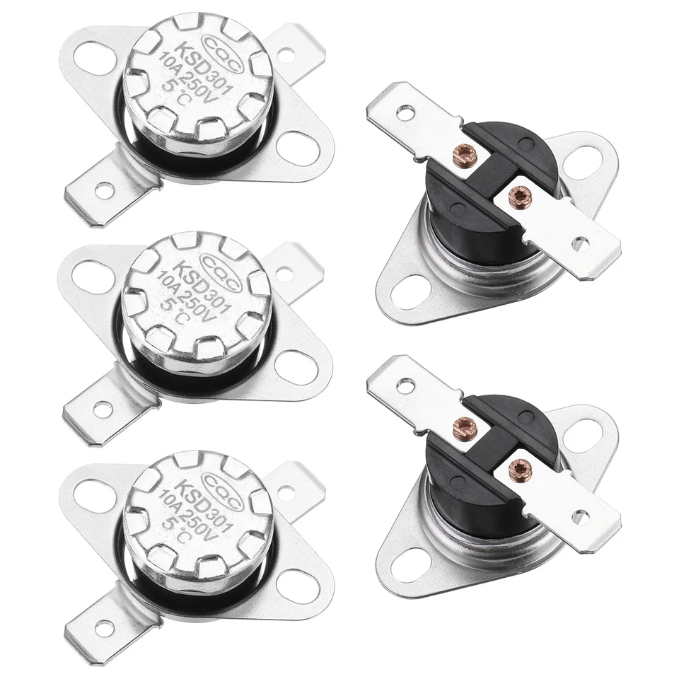 5pcs Temperature Control Switch Thermostat 5°C 10A N.C 6.3mm Pin - Image 1 of 4