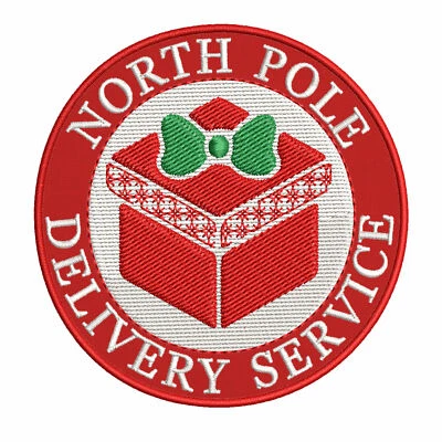 Christmas Patch Northpole Delivery 3.5" Embroidered Iron-On Red Applique - Image 1 of 4