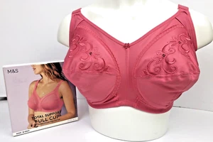 M&S Total Support Non Wired Embroidered Full Cup Bra Various Sizes Pink BNWT - Picture 1 of 3