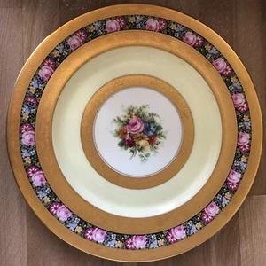 Lovely Set of 10 Heinrich & Co Selb Gold Encrusted Dinner Plates John Wanamaker - Picture 1 of 22