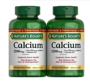 Nature's Bounty Calcium  1200mg Plus Vitamin D3 120 Softgels Twin Pack - Picture 1 of 1