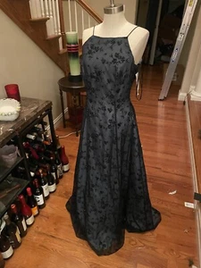 Betsy& Adam By Jas Lene Black/light Blue Beaded Sleeveless Gown sz 10. NEW - Picture 1 of 9