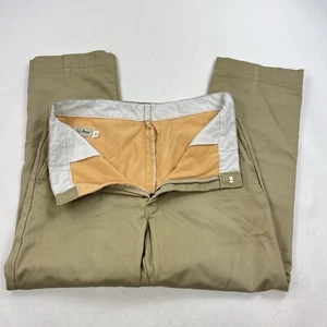 Vintage LL Bean Chamois Lined Work Pants Men’s 36x30 Beige Khakis Chino Warm - Picture 1 of 12