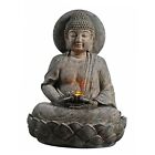  Buddha Zen Statue Water Fountain with LED Light 28" Zen Buddhism Stone Gray
