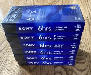 Sony T-120 Premium Grade New Sealed VHS Videotapes 6 hour Lot of 6 Blank - Picture 1 of 5