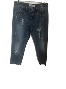 H&M Woman L. O. G. G. Denim Capri Pants With Rips And Studded - Picture 1 of 8