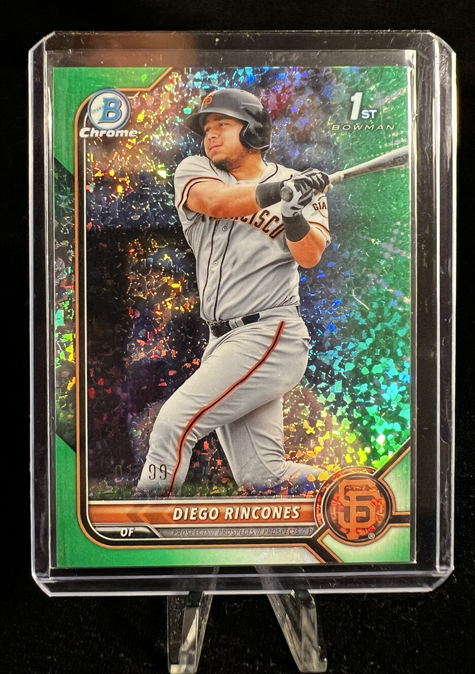 Diego Rincones 2022 1st Bowman Chrome 1/99 Green Mini Diamond Refractor #BCP65