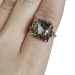 Brenham pallasite Meteorite Ring S925 silver Ring Jewelry LB081 - Picture 1 of 5